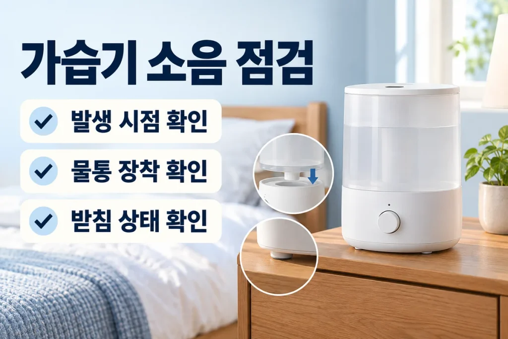 가습기 소음이 갑자기 커졌을 때, 진동·물 끓는 소리·팬 소리 구분과 점검 순서