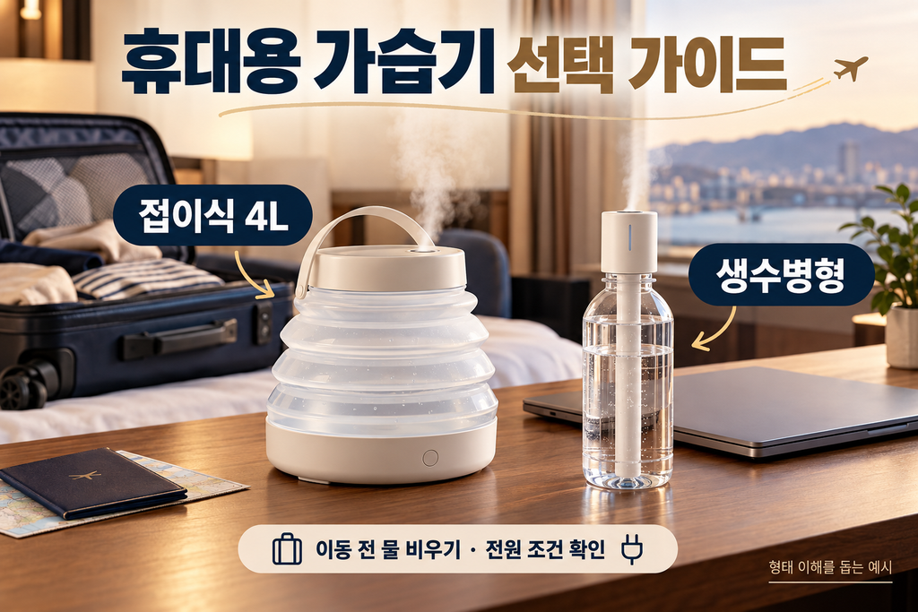 휴대용 가습기 추천, 오아 접이식 4L·프롬비 생수병형 비교와 이동 전 확인사항